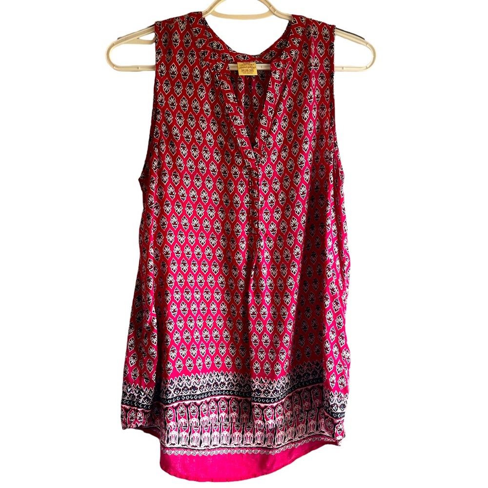 Faded Glory Pink Multi-Print Sleeveless Blouse